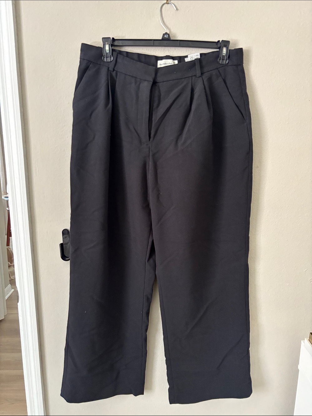 Abercrombie & Fitch Black Pleated Wide Leg Trousers
